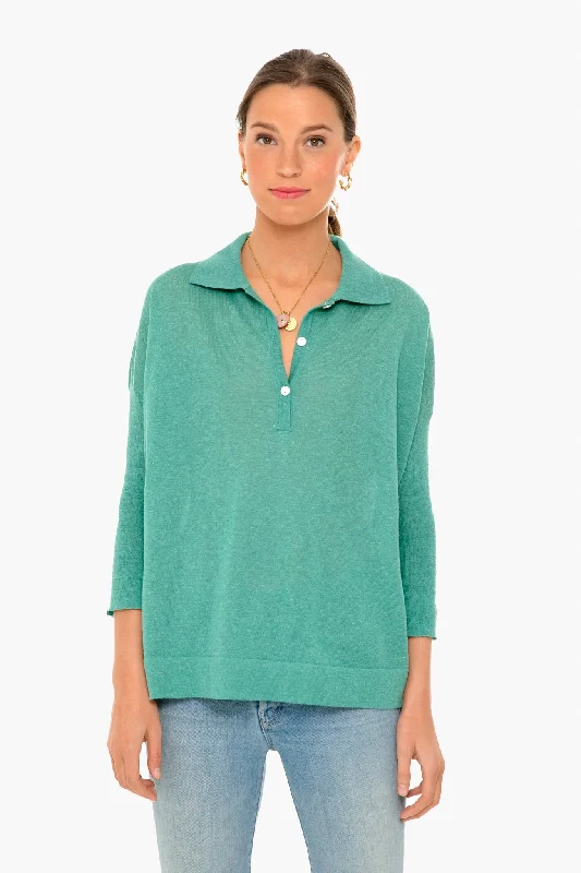 High-quality Blouses & Shirts for professionals-Cabana Green Clayton Knit Polo