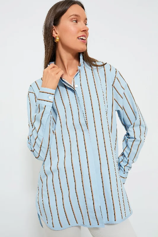 Blouses & Shirts for mix-and-match outfits-Celeste and Camel Robert Stripes Top