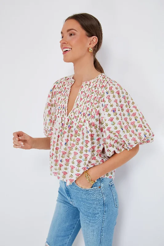 Embroidered Blouses & Shirts for women-Cherry Blossom Jiby Blouse