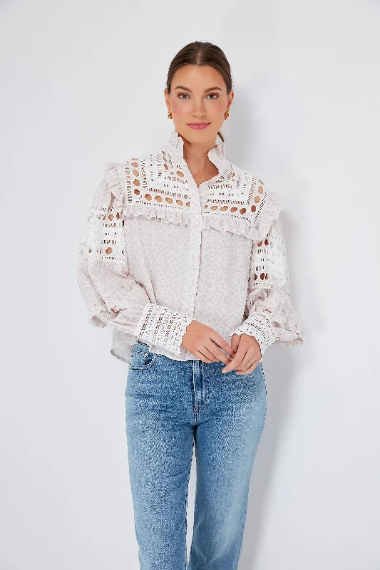 Blouses & Shirts for holiday parties-Cream Lilac Danielle Shirt