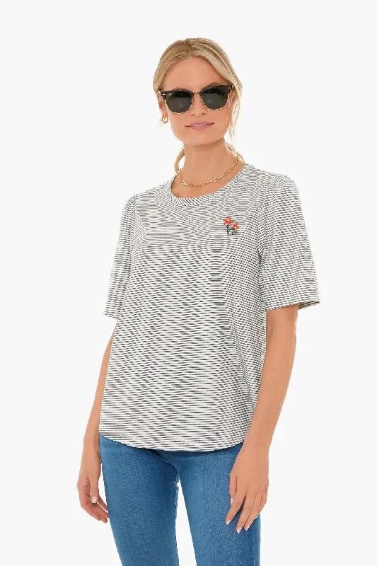 Blouses & Shirts with floral patterns-Floral Miller Striped Tee