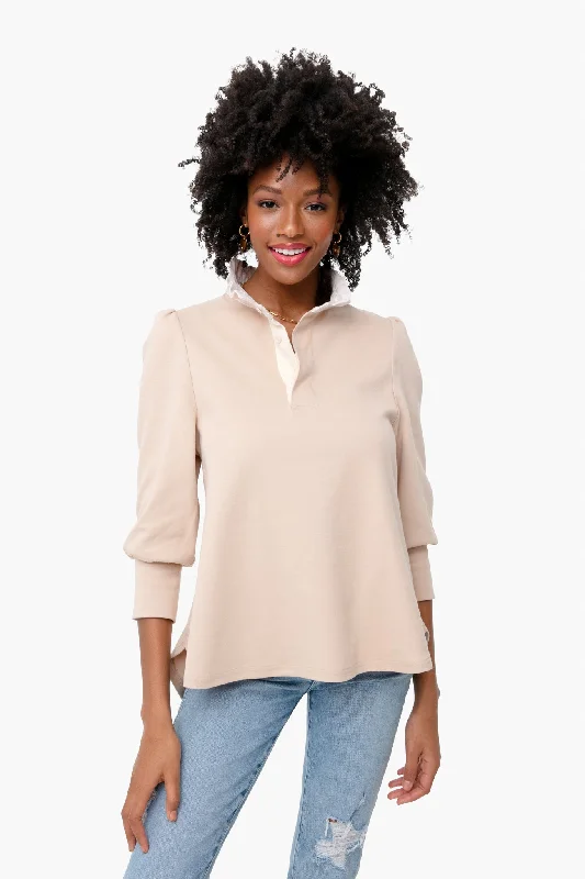 Blouses & Shirts with minimalist designs-Latte Charlotte Terry Top