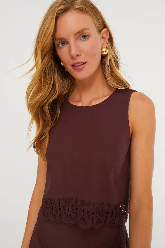 Breathable Blouses & Shirts for warm climates-Oxblood Eyelet Laurie Top