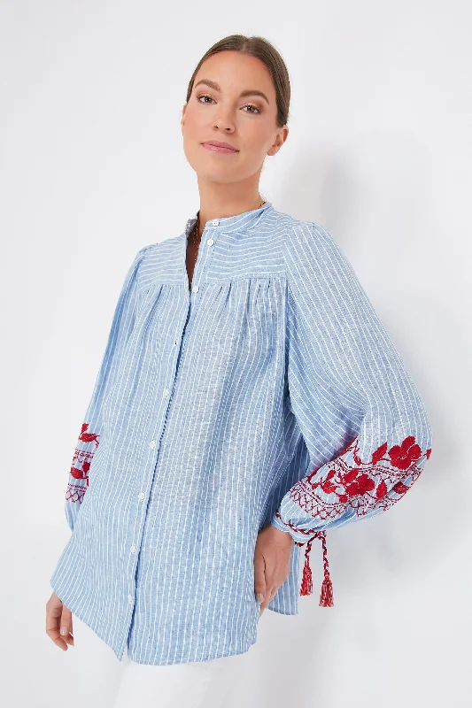 Cute Blouses & Shirts with prints-Navy Legno Blouse