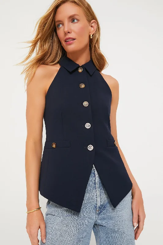 Blouses & Shirts with vibrant prints-Navy Orlinda Vest