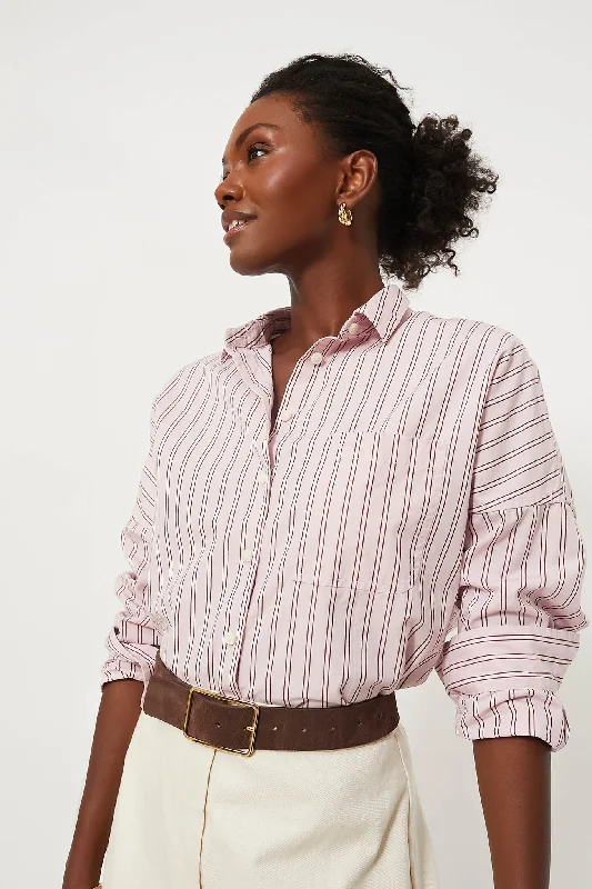 Premium Blouses & Shirts for stylish wardrobes-Pink Jo Shirt in Striped Poplin