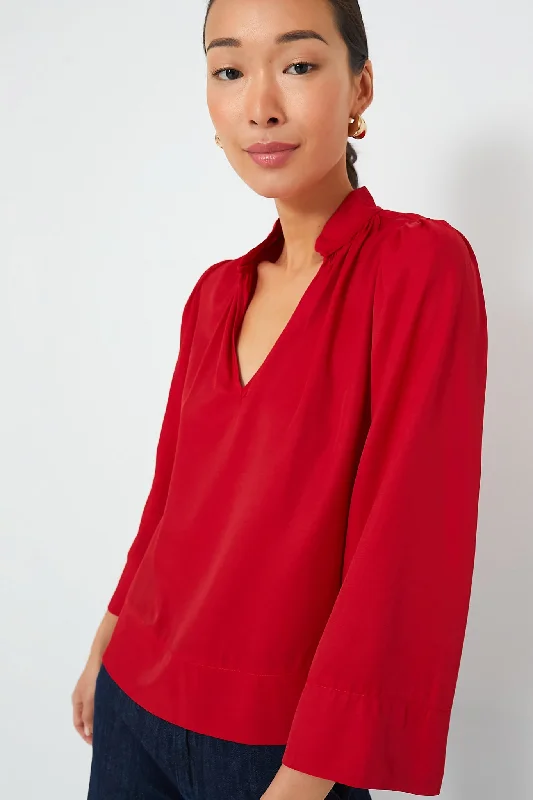 Cotton blend Blouses & Shirts for women-Red Phillipa Blouse