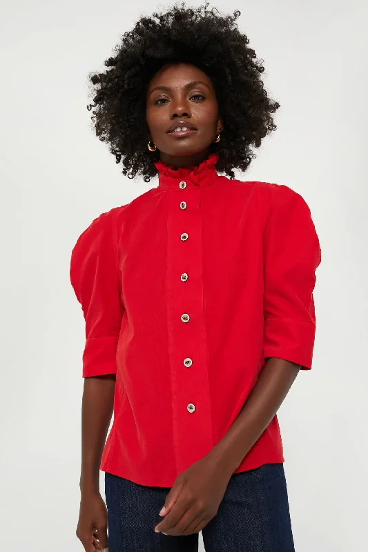 Sheer Blouses & Shirts for light, airy looks-Red Vita Blouse