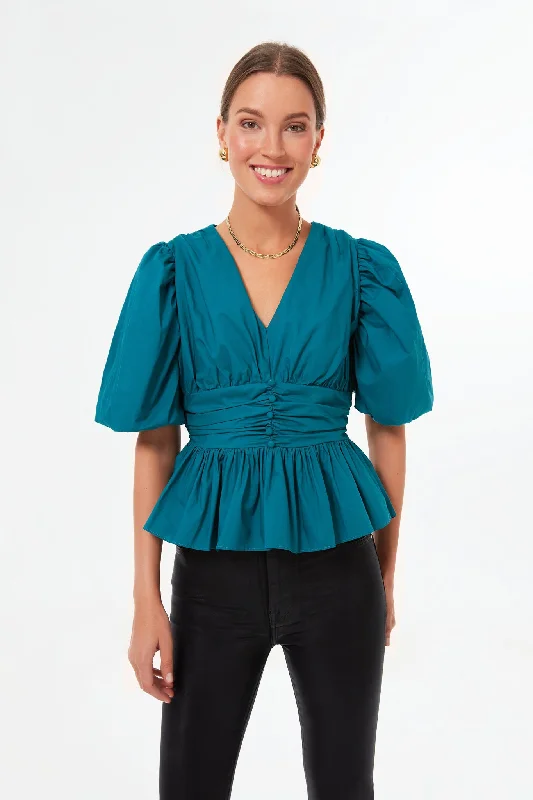 Dressy Blouses & Shirts for formal occasions-Teal Millie Blouse