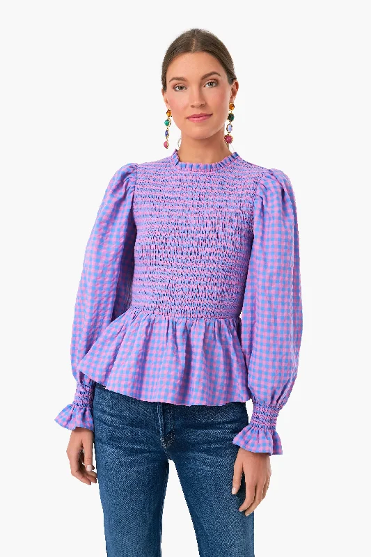 Soft-touch Blouses & Shirts for extra comfort-Textured Gingham Ruby Blouse