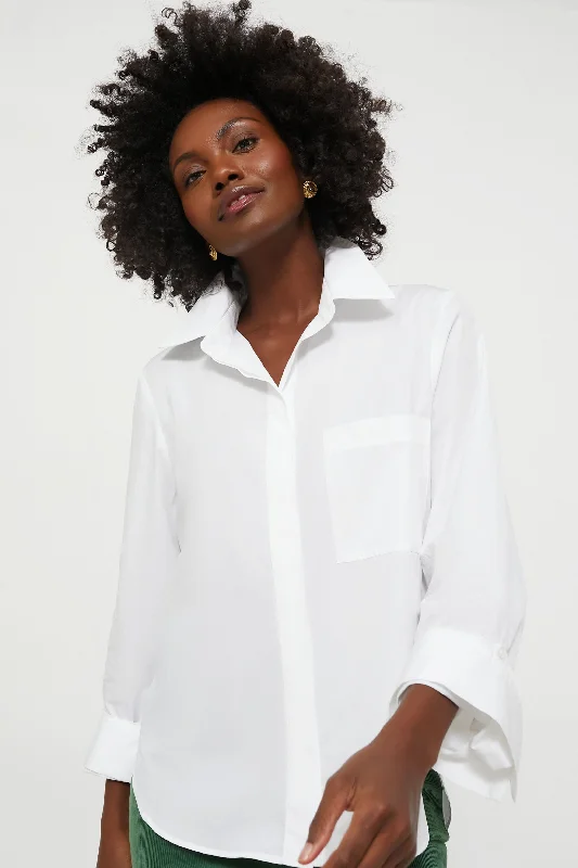 Blouses & Shirts with subtle prints-White Boyfriend Shirt