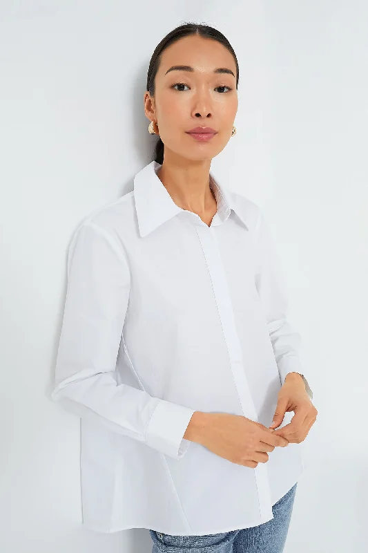 Loose-fitting Blouses & Shirts for relaxation-White Nina Swing Button Down