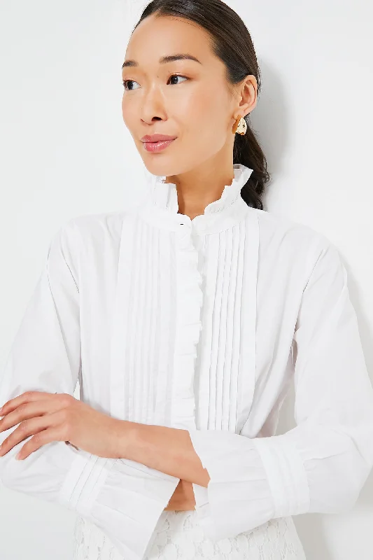 Classy Blouses & Shirts for interviews-White Phoebe Blouse