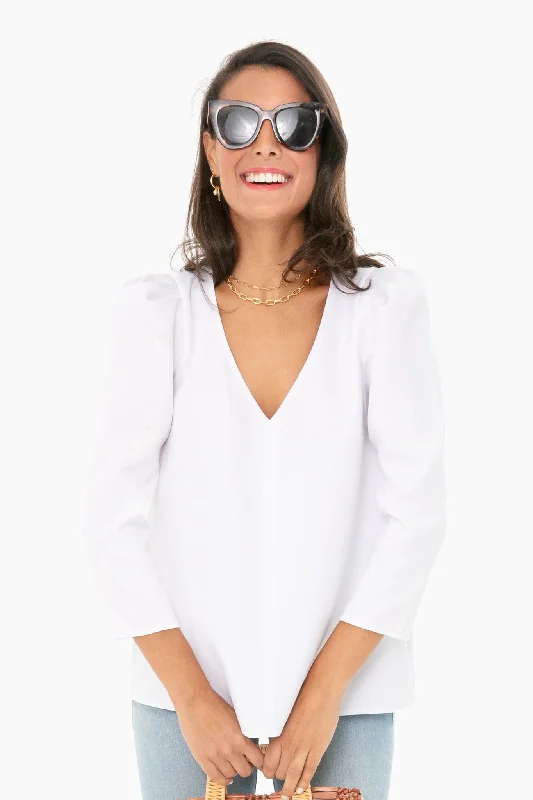 Blouses & Shirts with embroidered details-White Tetley Top