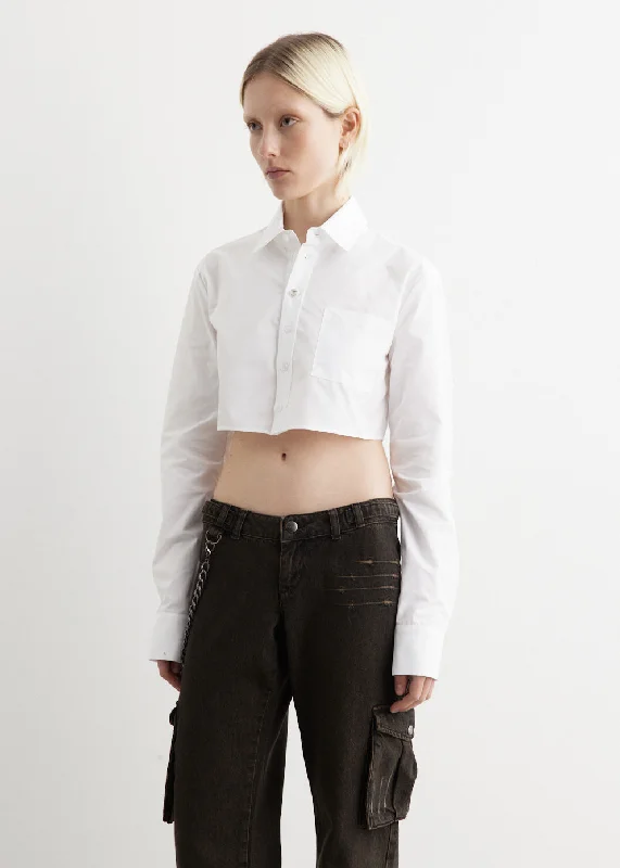 Elegant Blouses & Shirts with satin finish-Cropped Shirt