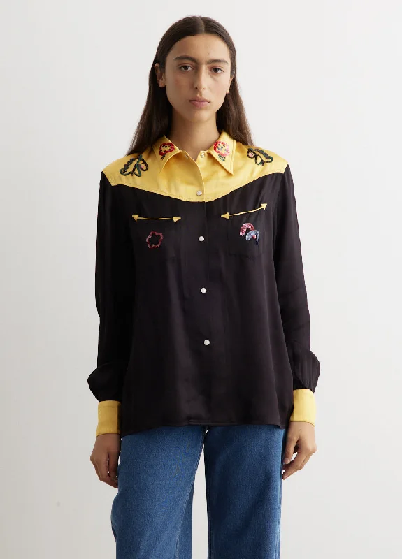 Blouses & Shirts with embroidered details-Sequin Rodeo Shirt