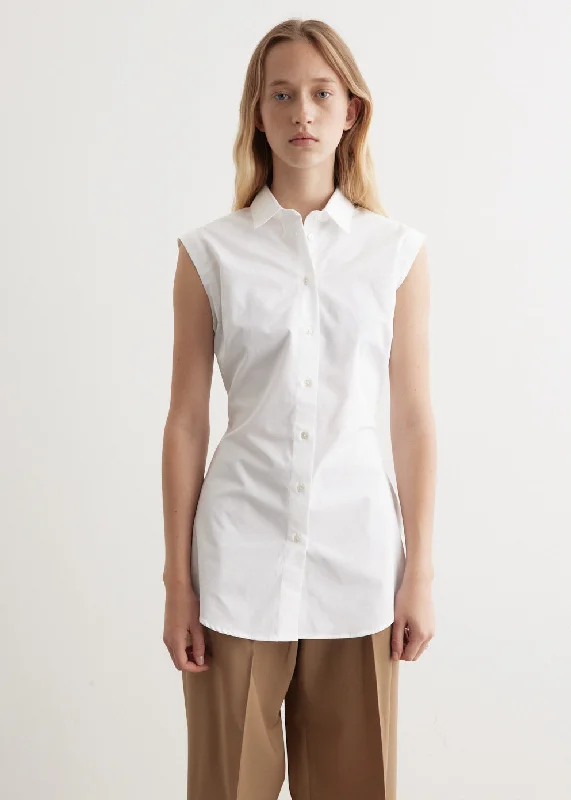 Versatile Blouses & Shirts for every season-Shaped Poplin Sleeveless Shirt