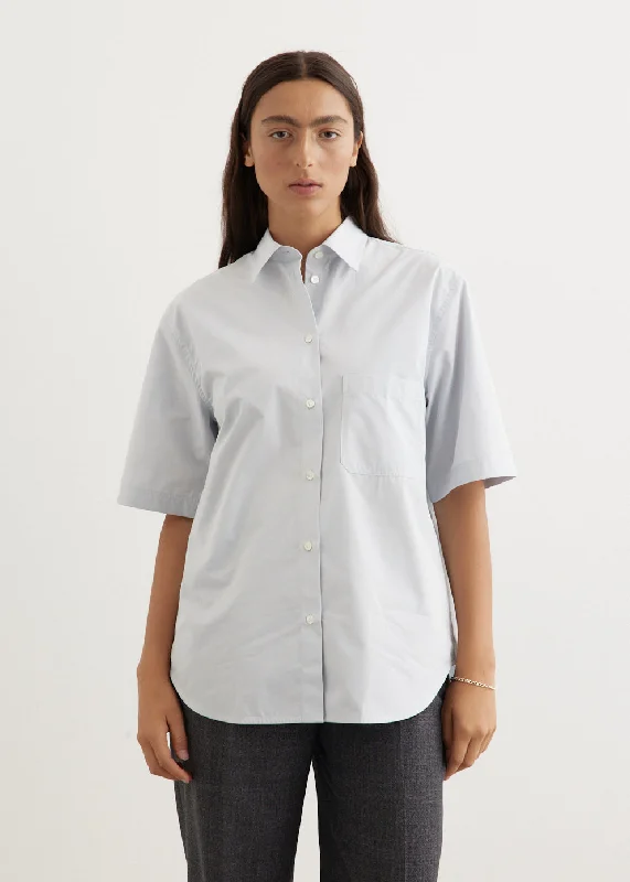 Comfortable Blouses & Shirts for pregnant women-Short-Sleeve Poplin Shirt