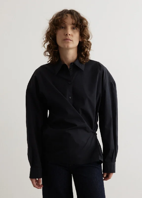 Cozy Blouses & Shirts for winter outfits-Straight Collar Twisted Shirt