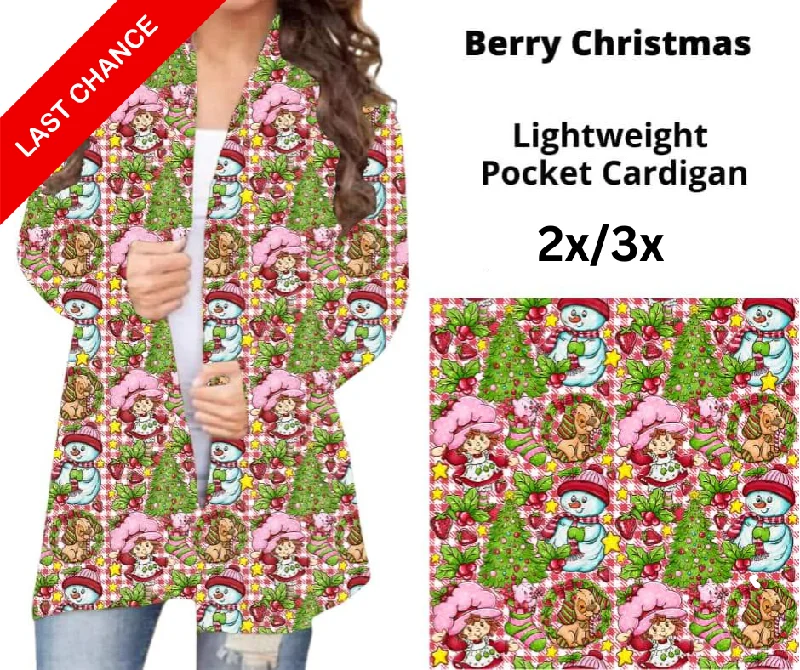 Cardigan for strollers-Women's High-Waisted Floral Cardigans-Berry Christmas Pocket Cardigan