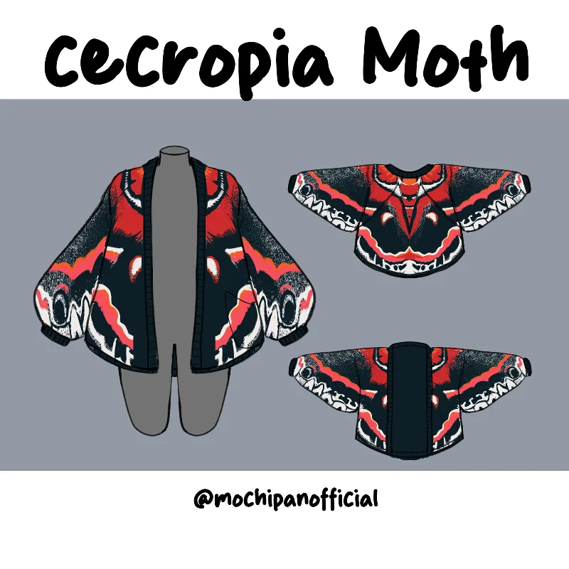 Cardigan soft wool design-Women's Moisture-Wicking Cardigans-(Pre-Order) Cecropia Moth Cardigan (In Production)