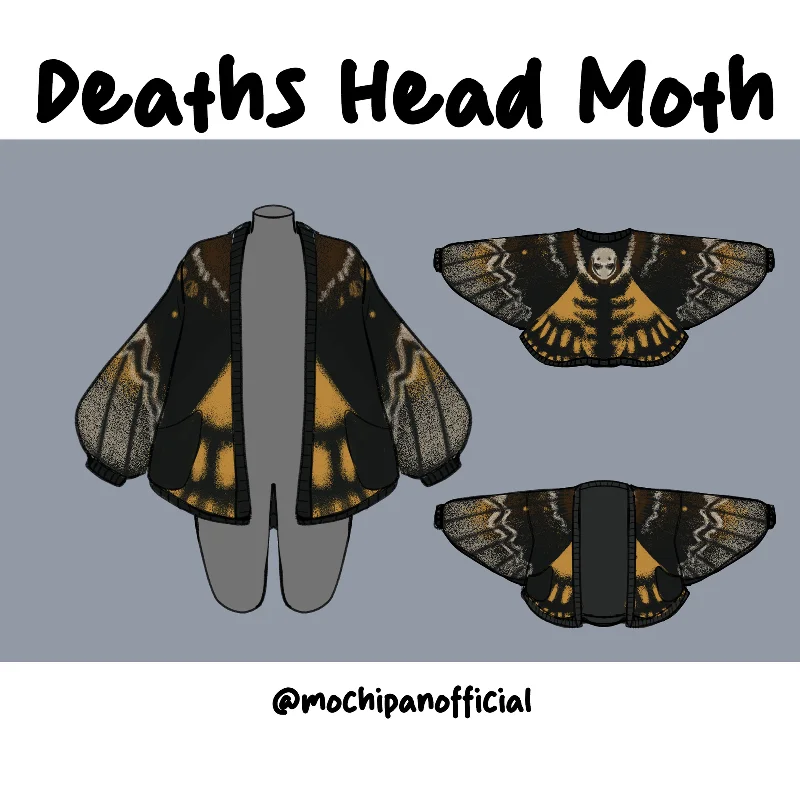 Cardigan fall wool design-Women's Low-Waisted Pencil Cardigans-(Pre-Order) Death's Head Moth Cardigan (In Production)