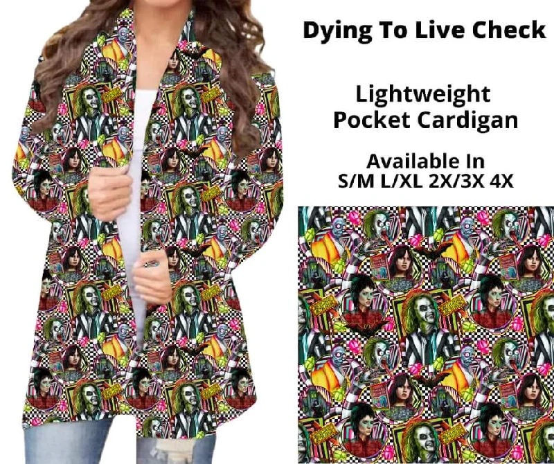 Cardigan cross wool knit-Women's Glitter Pleated Cardigans-Dying To Live Check Pocket Cardigan