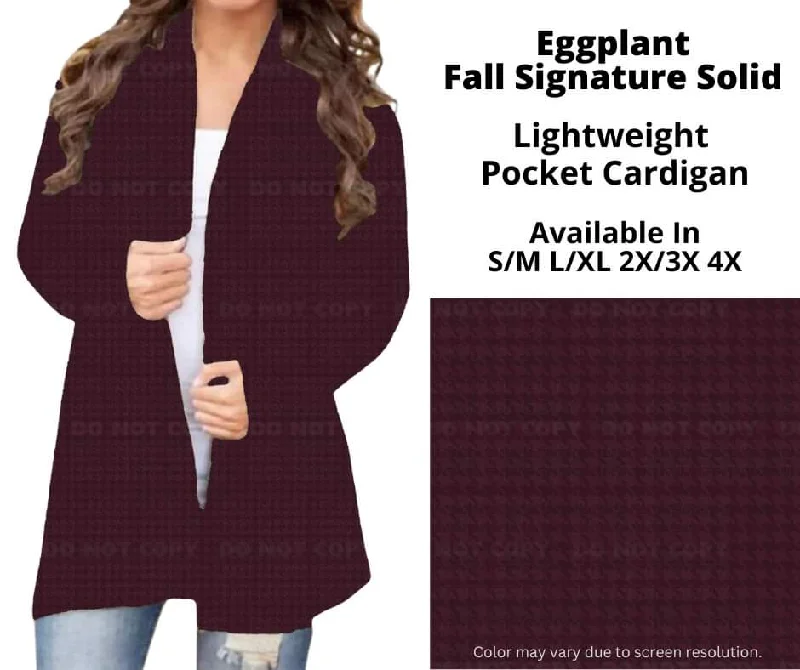 Cardigan with peak-Women's Everyday Cardigans-Eggplant Pocket Cardigan