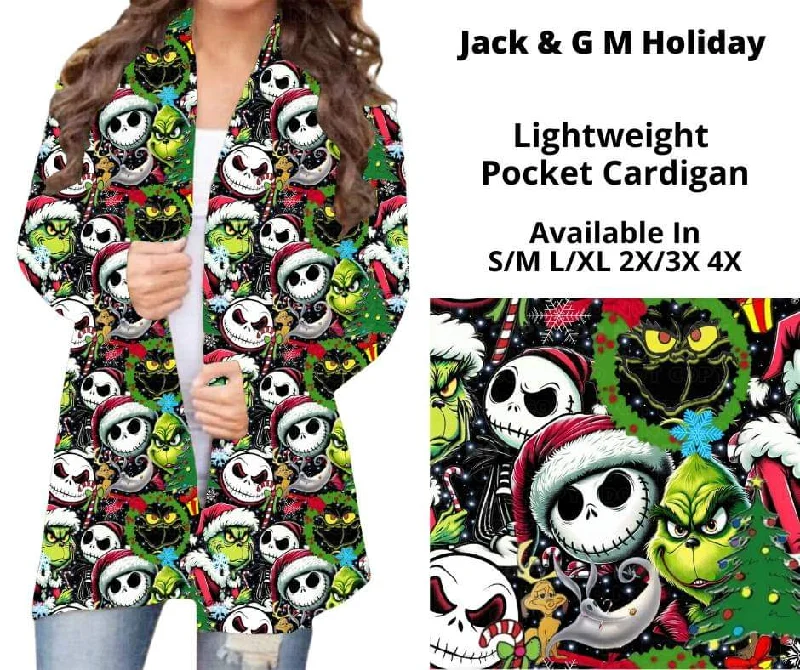 Cardigan with line-Women's Cotton Cardigans-Jack & G M Holiday Pocket Cardigan