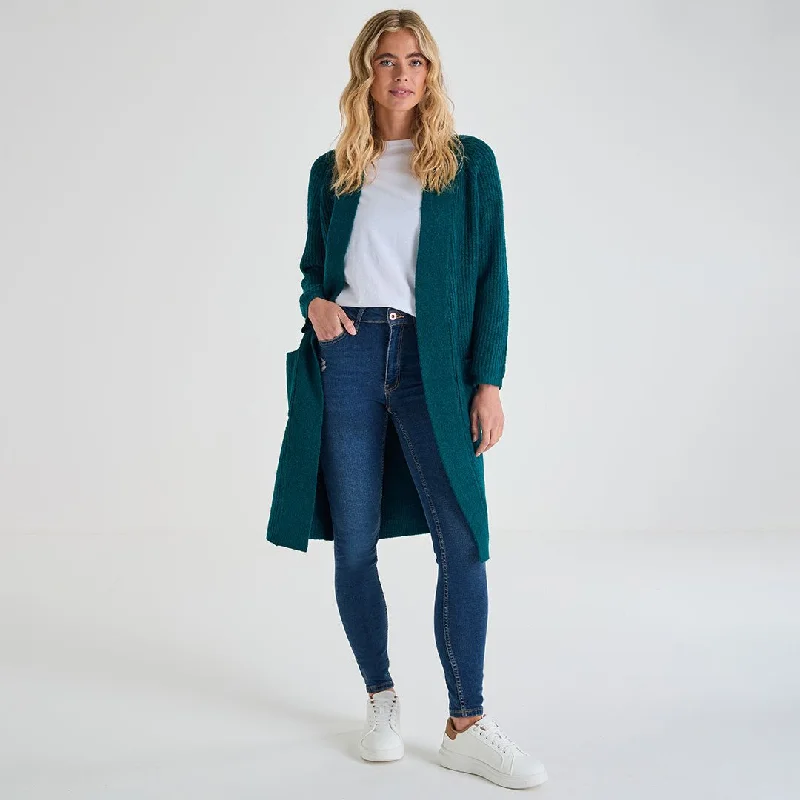 Cardigan with flow-Women's Formal Cardigans-Ladies Longline Cardigan