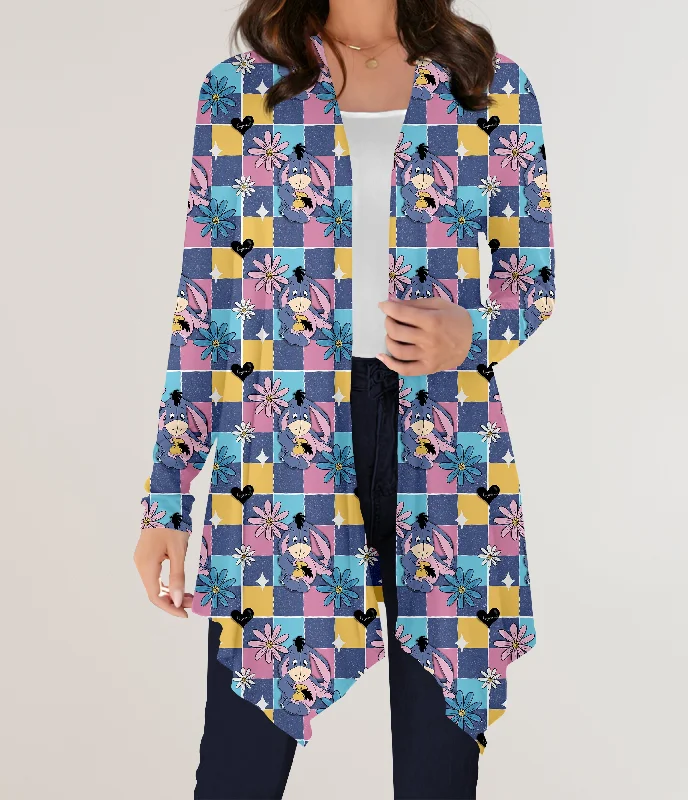 Cardigan with tone-Women's Lace Floral Cardigans-RTS - Checkered Donkey Cardigan w/ Pockets