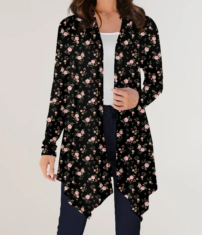 Cardigan with shade-Women's Low-Waisted Floral Cardigans-RTS - Dainty Floral Cardigan w/ Pockets