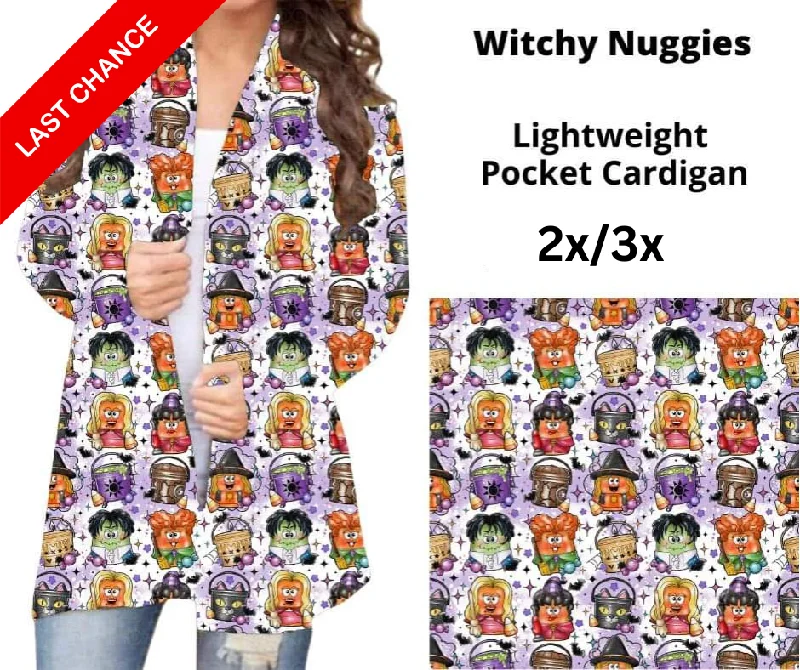 Cardigan line wool knit-Women's Fleece Denim Cardigans-Witchy Nuggies Pocket Cardigan