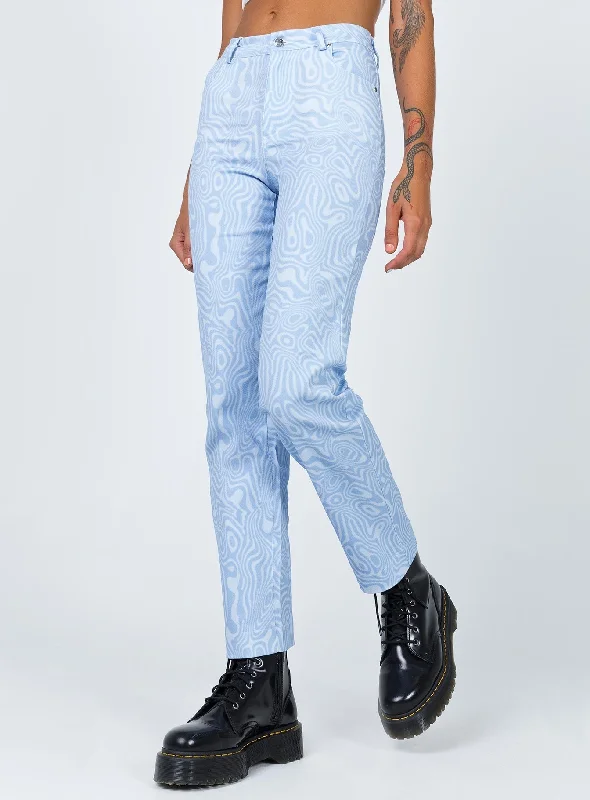 Work Pants-Women's Button Fly Pants-Addison Printed Jeans Blue