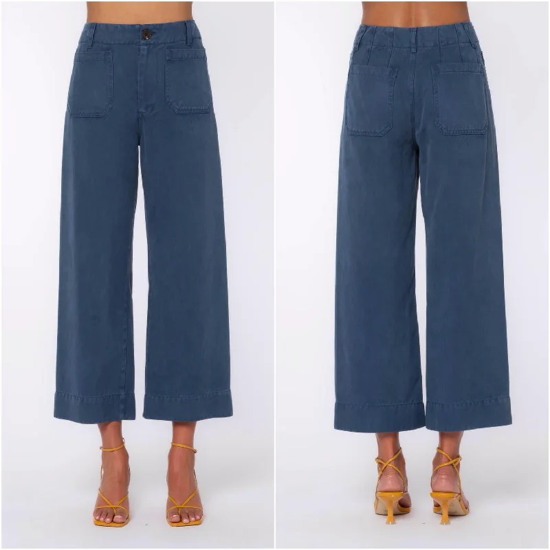 Professional Lounge Pants-Women's Safari Pants-Alyx Wide Leg Hi-Rise Pants In French Navy