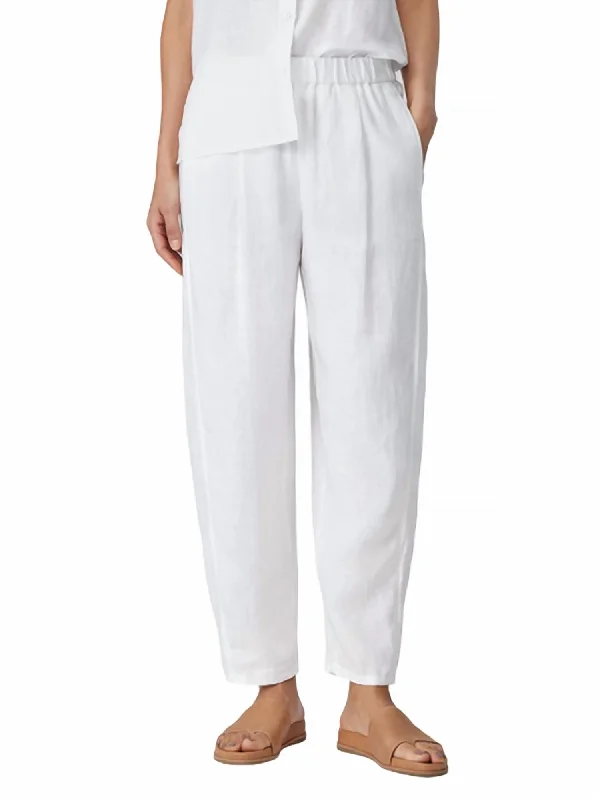 Flowy Pants-Women's Waterproof Pants-Ankle Pleated Lantern Pant In White