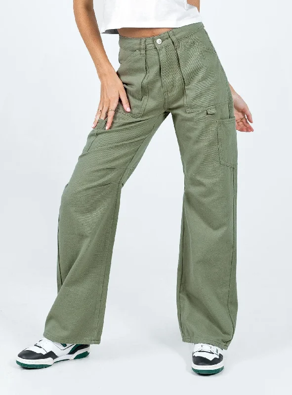 Soft Elastic Pants-Women's Sequin Pants-Bassett Cargo Jeans Khaki Low Impact