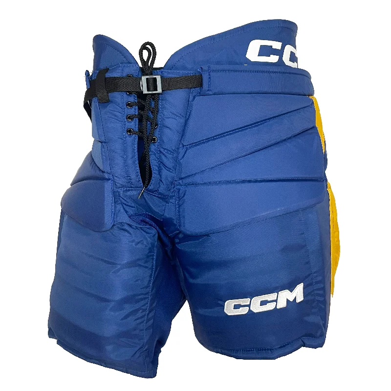 Stretch Bootcut Pants-Women's Elastic Waist Pants-CCM HPG12A - WHL Pro Stock Hockey Goalie Pants (Blue/Yellow)