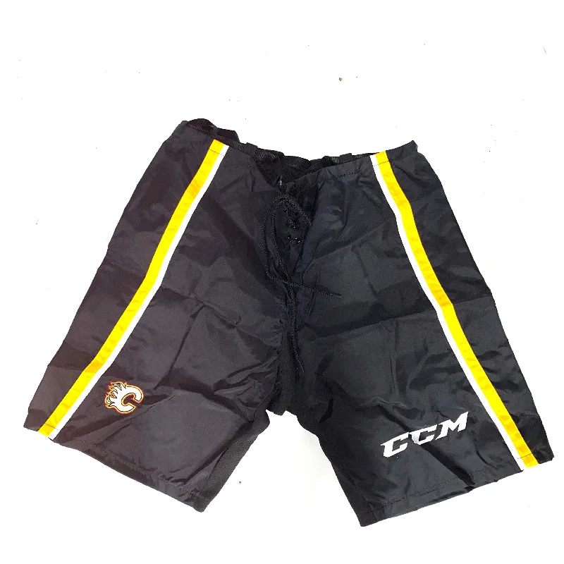 Fashionable Formal Pants-Women's Curvy Fit Pants-CCM PP10 - New NHL Pro Stock Pant Shell - Calgary Flames (Black/Yellow/White)