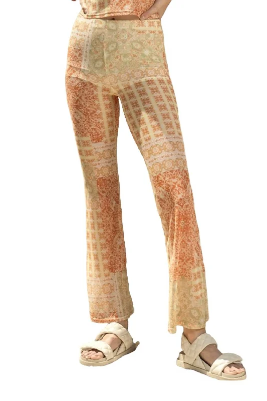 Office Work Pants-Women's Vacation Pants-Coco Mesh Flare Pant In Orange