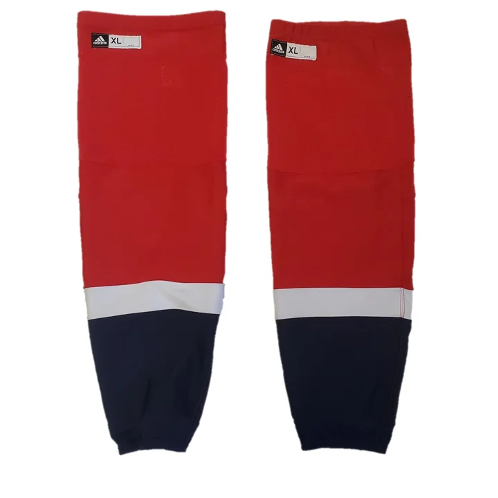 Wide-leg Work Pants-Women's Pleated Front Pants-NHL - Used Pro Stock Adidas Hockey Socks - Washington Capitals (Red)