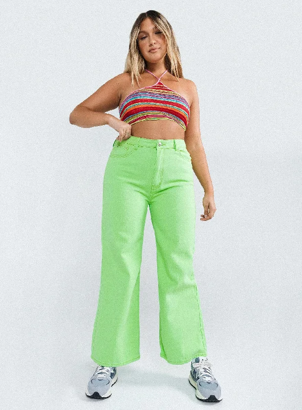 Sport Chic Pants-Women's Running Pants-Denver Denim Jeans Lime Green