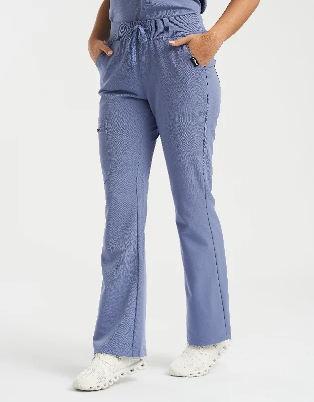 Retro Work Pants-Women's Earth Tone Pants-Essential Flare Scrub Pants - Nova Blue