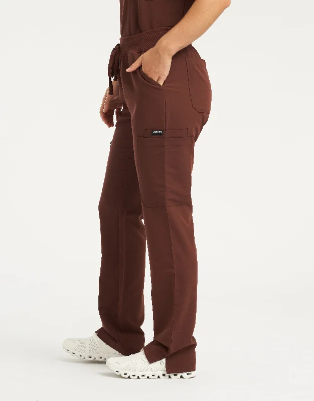 Modern Lounge Pants-Women's Sailor Pants-Essential Multi-Pocket Scrub Pants - Cocoa