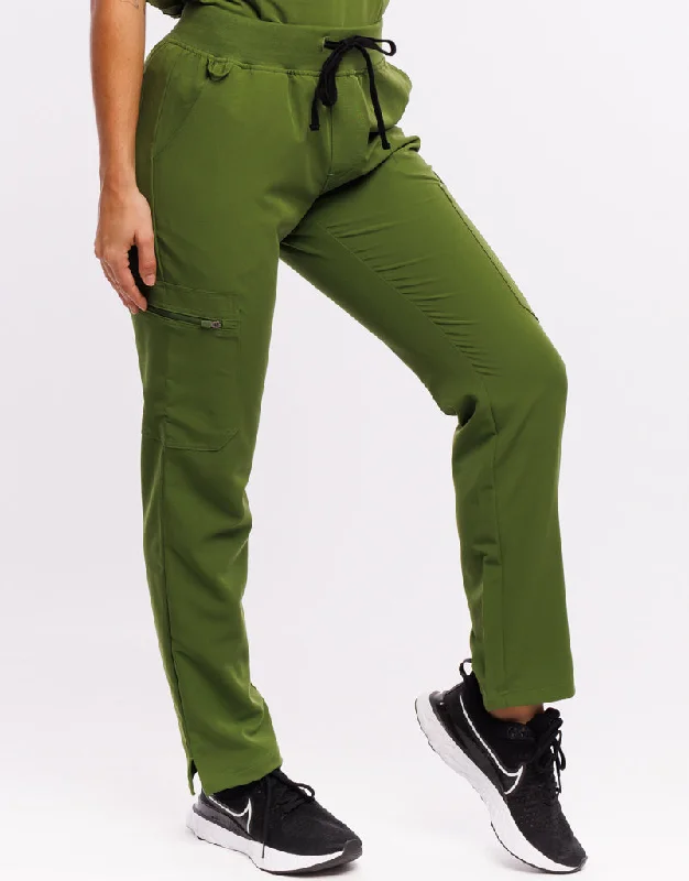 Summer Pants-Women's Casual Pants-Essential Multi-Pocket Scrub Pants - Fern Green