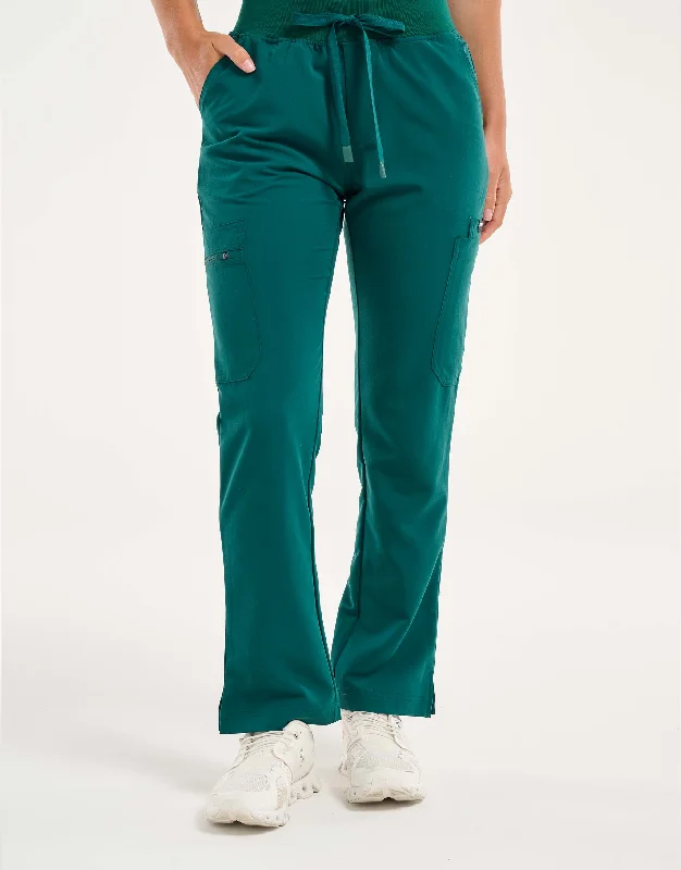 Loose-fit Jogger Pants-Women's Autumn Pants-Essential Multi-Pocket Scrub Pants - Harbour Green