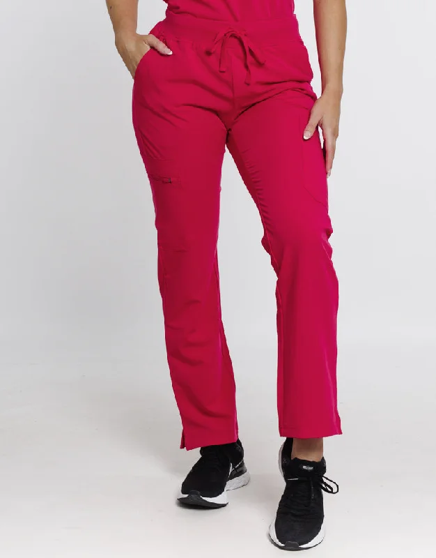 Business Pants-Women's Culotte Pants-Essential Multi-Pocket Scrub Pants - Magenta Pink