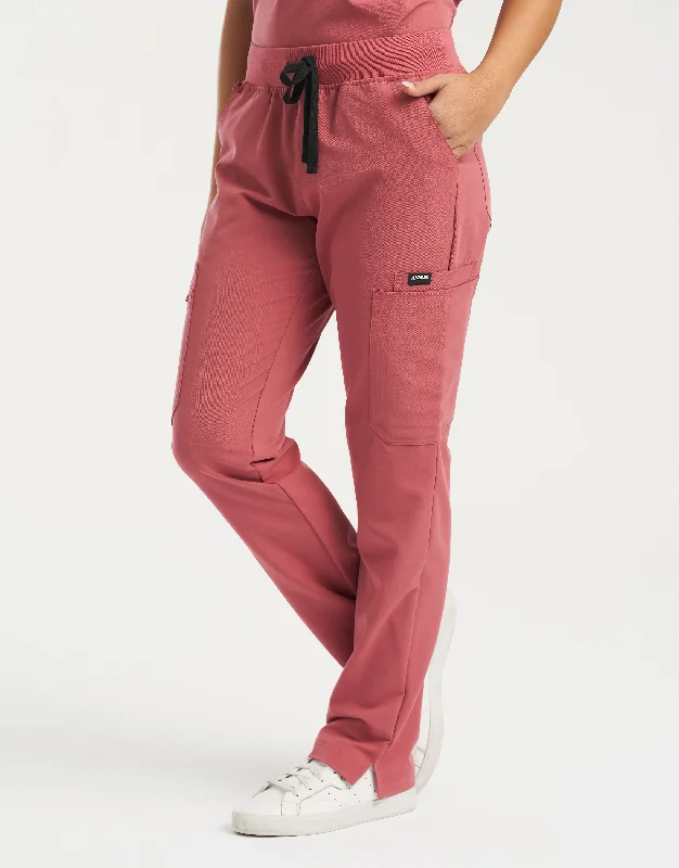 Women's Dressy Trousers Pants-Women's Fashion Pants-Essential Multi-Pocket Scrub Pants - Mauvewood