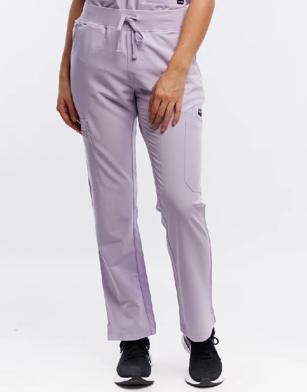 Black Casual Pants-Women's Straight-Leg Pants-Essential Multi-Pocket Scrub Pants - Pastel Lilac