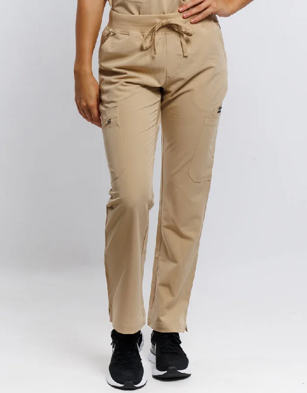 Formal Wool Pants-Women's Tall Pants-Essential Multi-Pocket Scrub Pants - Warm Sand